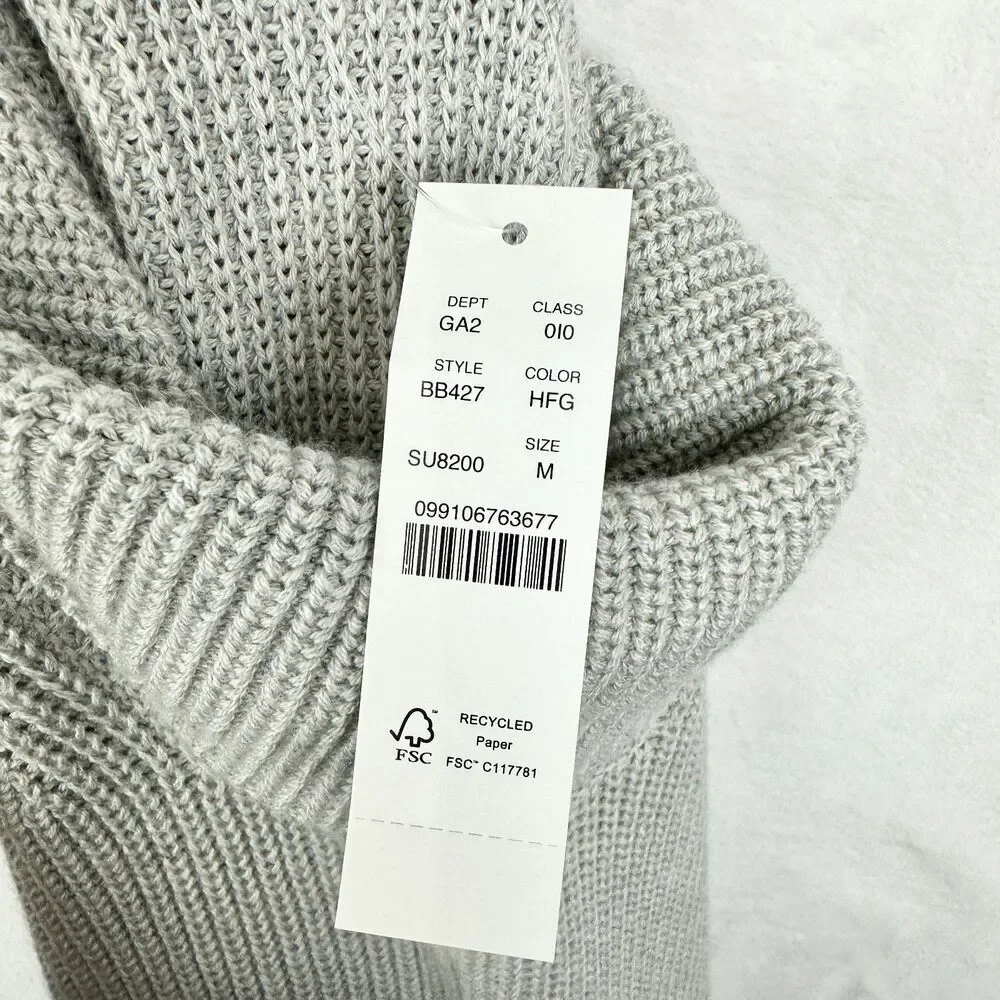 J Crew Womens Ribbed Cotton Cashmere Blend Relaxed Turtleneck Sweater Medium NWT
